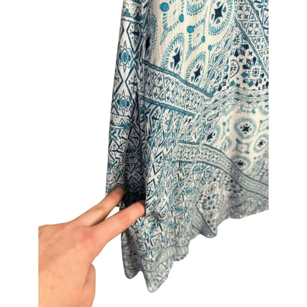 L*SPACE NWOT Girl in Motion Dress Blue Patchwork Swim Coverup Shoulder Ties Sz S - Picture 9 of 12